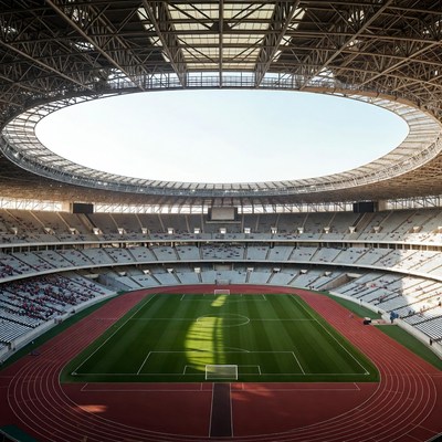 Modern Stadium with Green Soccer Field