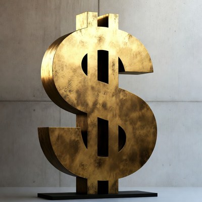Golden Dollar Sign Sculpture