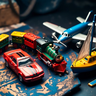 Toy train car plane boat