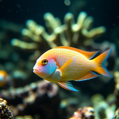 Vibrant orange parrotfish in coral reef