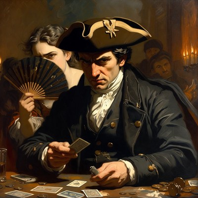 Man playing cards with woman watching