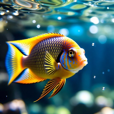 Colorful Angelfish Swimming Underwater
