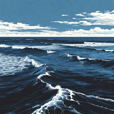 Ocean Waves Under Blue Sky