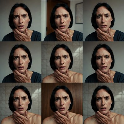 Woman with hands on shocked face