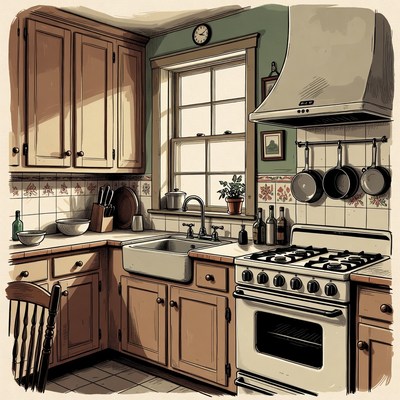 Vintage Kitchen Illustration