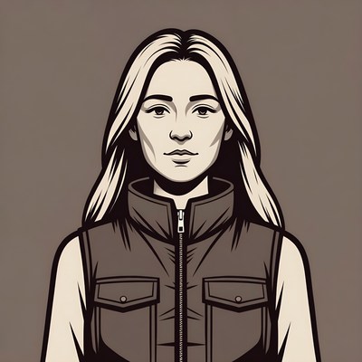 Blonde woman in puffer vest