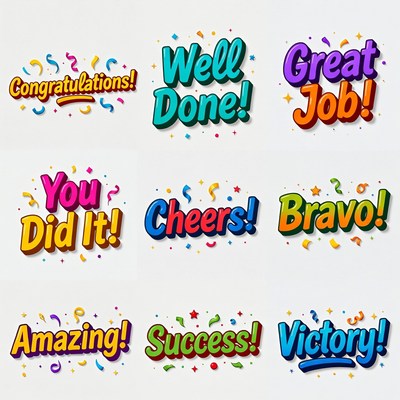 Colorful Congratulations Badge Icons Set
