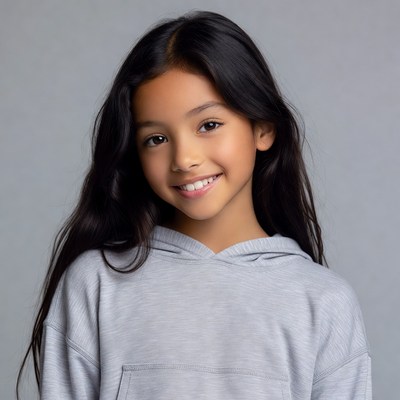 Asian girl smiling in hoodie