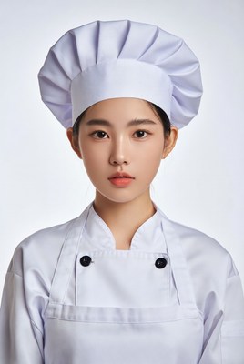 Asian woman in chef uniform