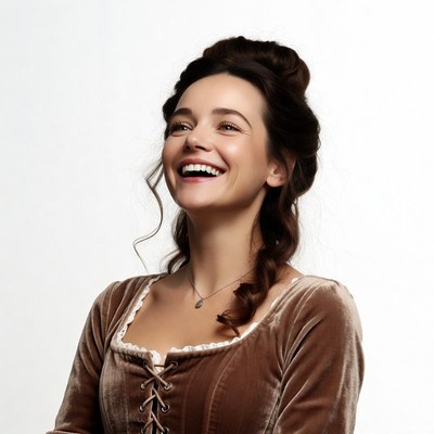 Woman in Brown Corset Smiling