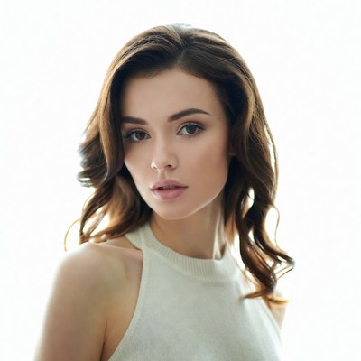 Beautiful woman with wavy brown hair