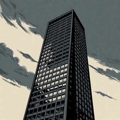 Tall Skyscraper with Lit Windows