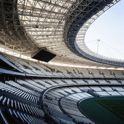 Empty Modern Stadium with Glass Roof