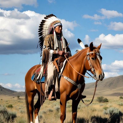 Indigenous man on horse