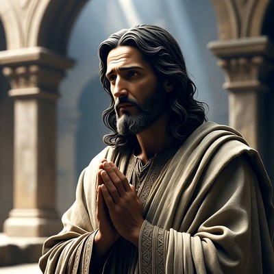 Jesus Praying in Ancient Archway