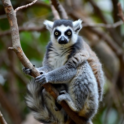 Ring-tailed lemur on tree branch