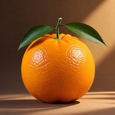 Fresh orange with green leaf