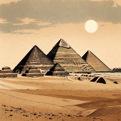 Giza Pyramids Under Moonlight