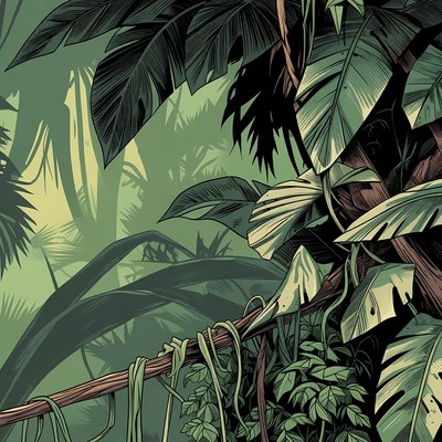 Lush Tropical Jungle Illustration