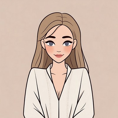 Woman in white robe illustration