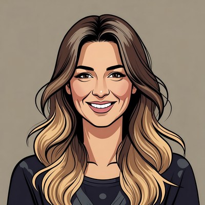 Smiling woman with wavy balayage hair