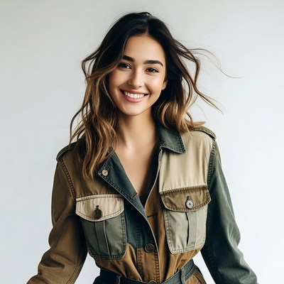 Smiling woman in colorful jacket