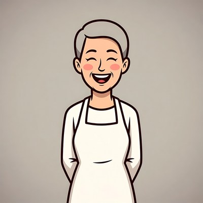 Smiling elderly woman in apron