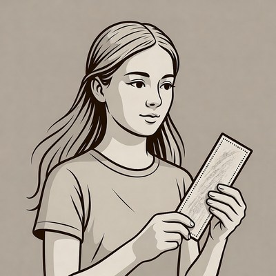 Girl holding blank paper