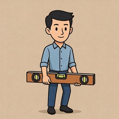 Man holding level tool