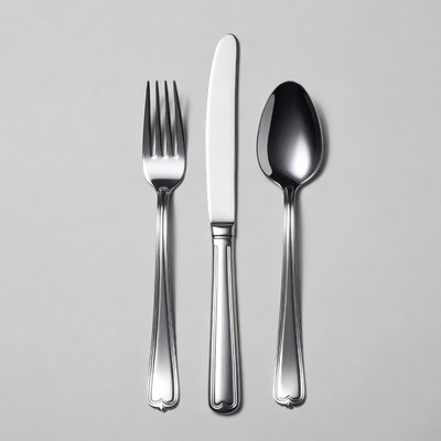 Silver Fork Knife Spoon Set