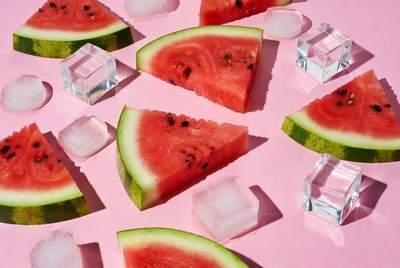 Watermelon Slices with Ice Cubes