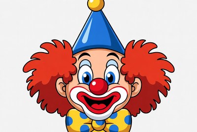 Cartoon Clown with Red Hair