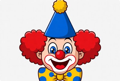 Cartoon Clown Smiling with Red Hair