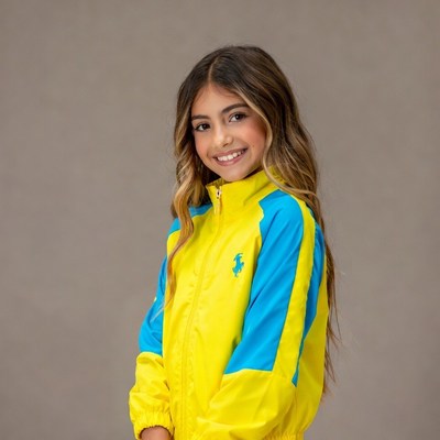 Girl in yellow blue Polo jacket