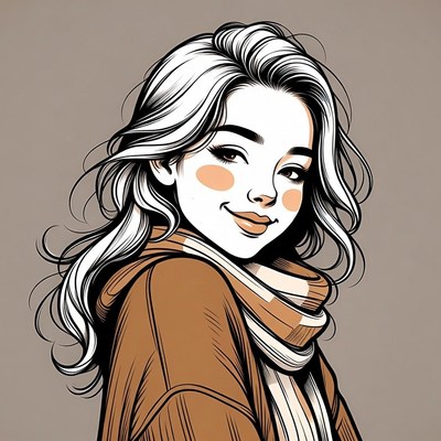 Smiling woman in hoodie and scarf