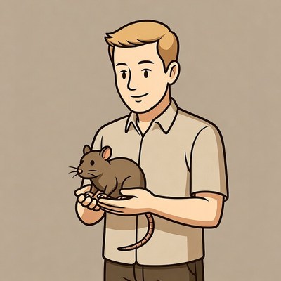 Man holding cute rat