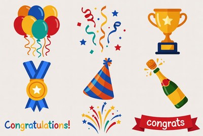 Colorful Congratulations Clipart Icons