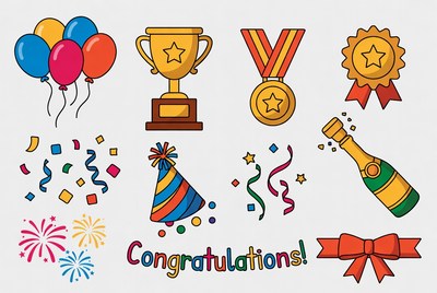 Colorful Congratulations Clipart Icons