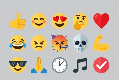 Emoji Icons Collection on Gray Background