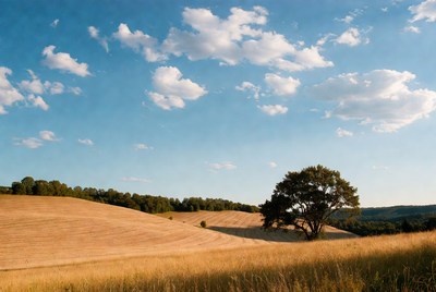 Lone Tree on Golden Wheat Hills