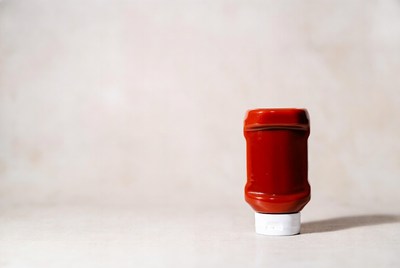 Ketchup Bottle on White Background