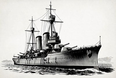 Pre-dreadnought Battleship at Sea