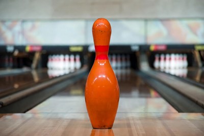 Orange Bowling Pin on Lane