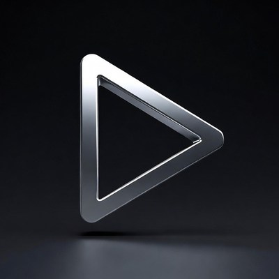 Shiny Silver Play Button Icon