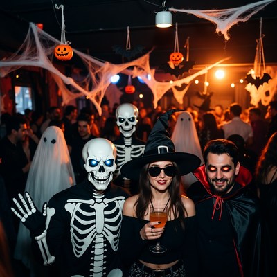 Halloween Party Group in Costumes