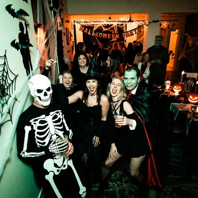 Halloween Party Group in Costumes