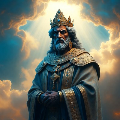Majestic King with Long Beard and Crown