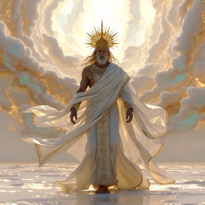 Majestic Zeus God with Golden Halo