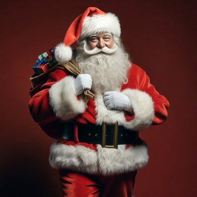 Smiling Santa Claus with gift sack