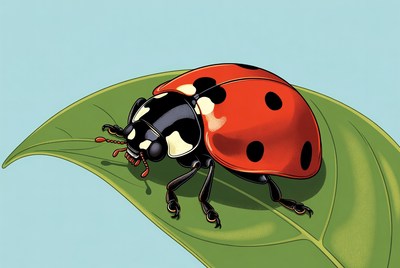 Ladybug on green leaf